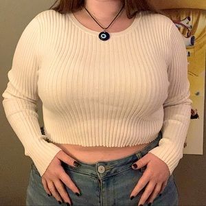White Sweater Crop Top